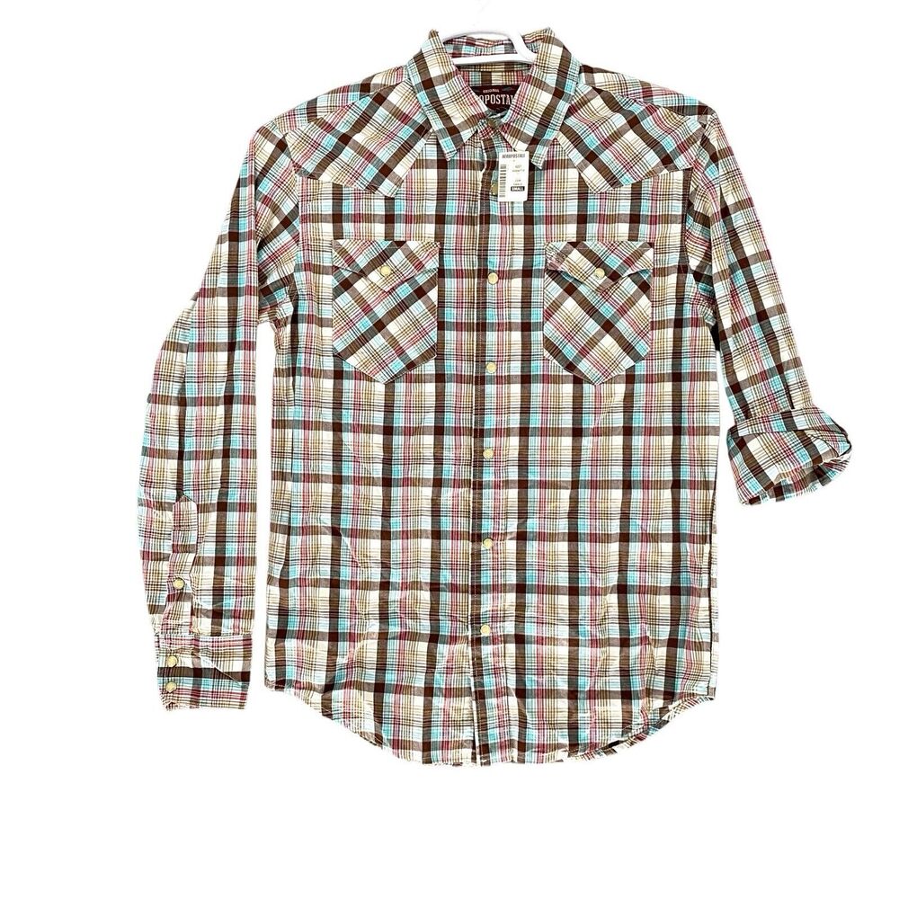 NWT Aeropostale Long Sleeve Button‎ Up Plaid Cotton Shirt Mens Small NEW